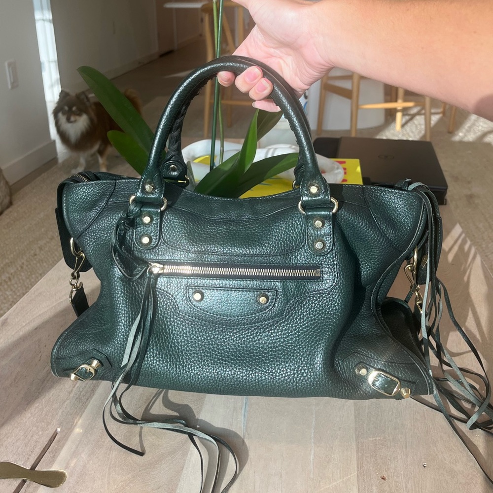 Rare Balenciaga City Bag - Thick Structured Dark Green Leather